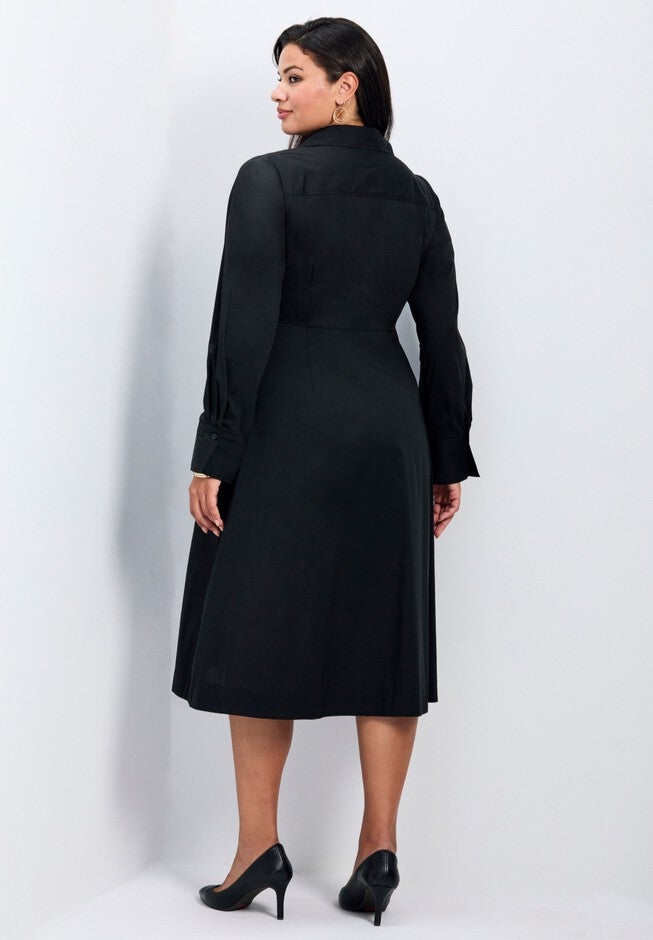 Bethany Pln Cotton Poplin Tie Front Shirtdress, BLACK, on-hover image number 1