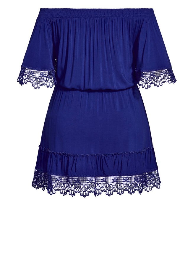 Crochet Detail Dress - electric blue, BLUE, alternate image number null