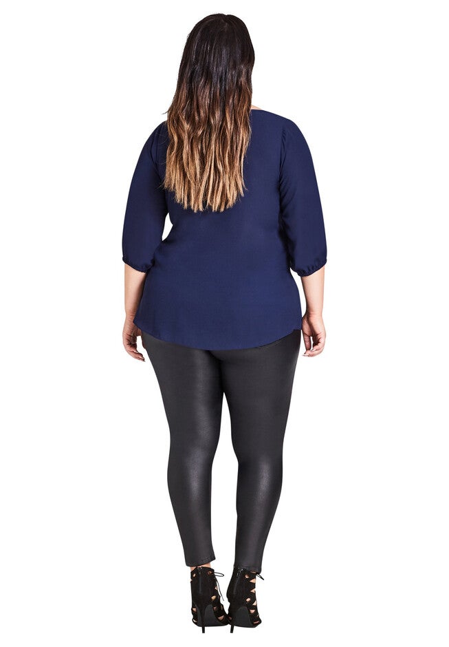 Sexy Fling Elbow Sleeve Top - navy, BLUE, on-hover image number null