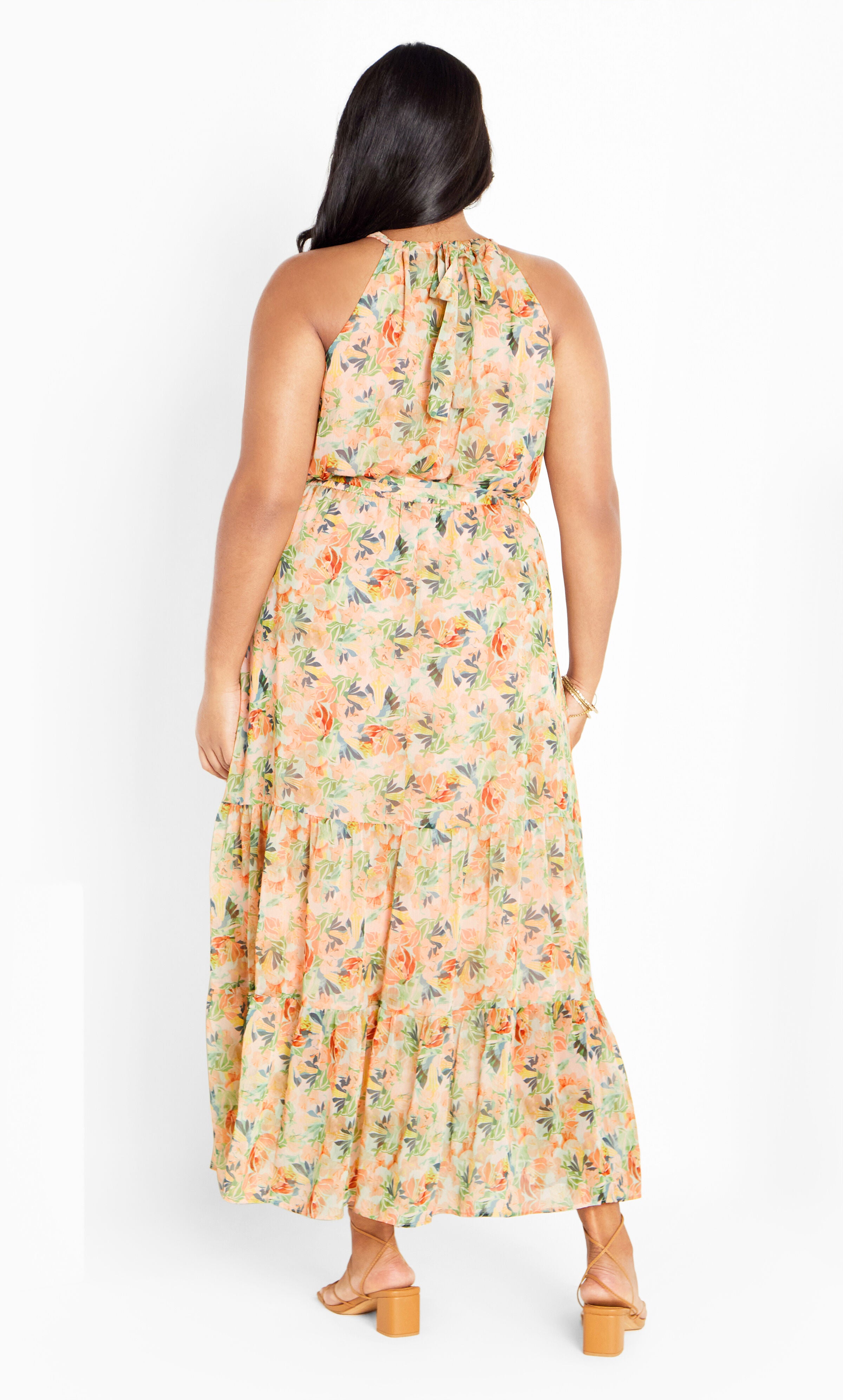 Callie Print Tier Maxi Dress - miami mini, ORANGE, alternate image number 3