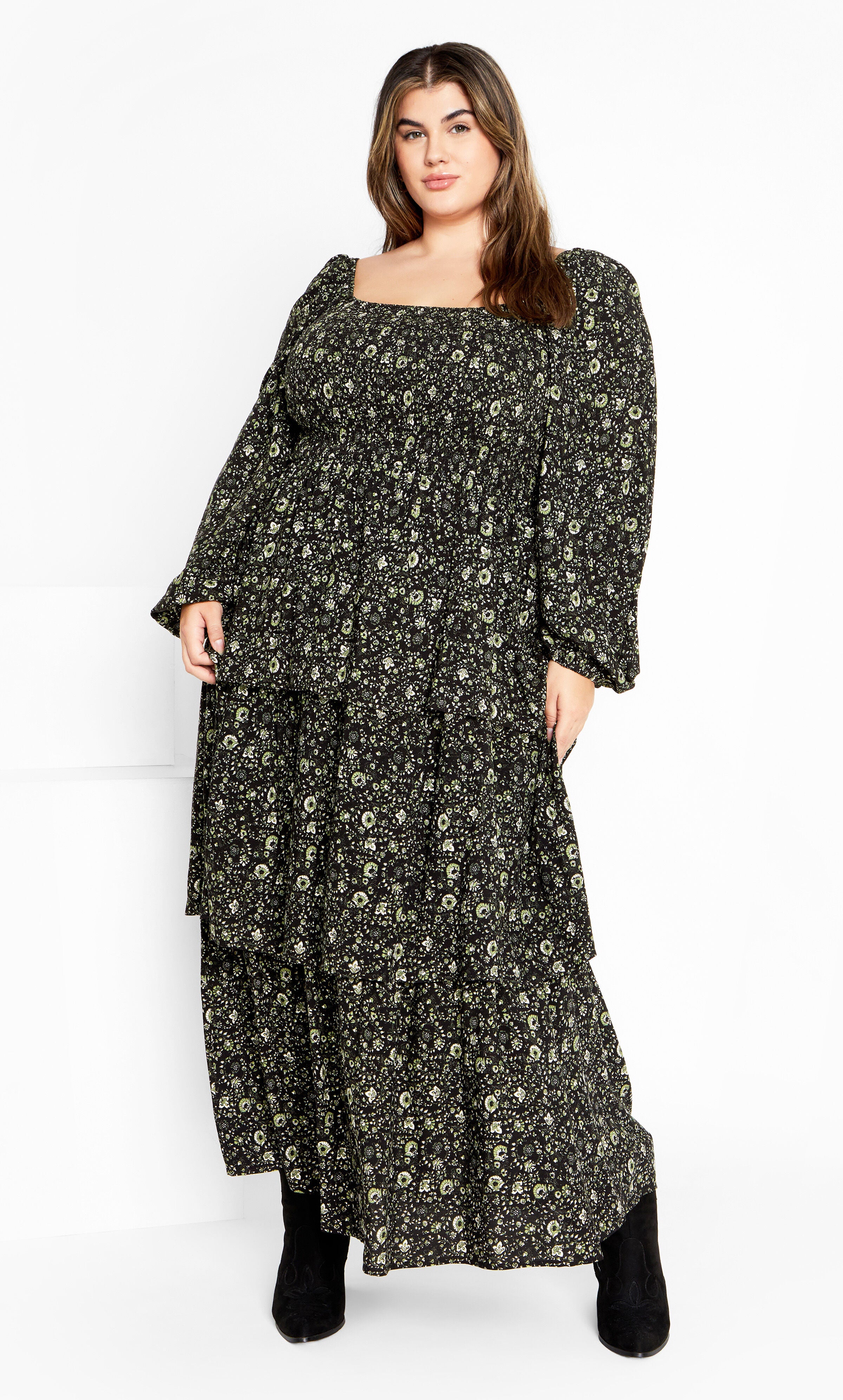 ombre green dress for wedding Addee Olive Tiered Dress – Lena Layne