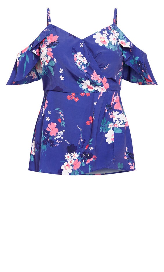 Kallie Print Top - cobalt, BLUE, alternate image number null