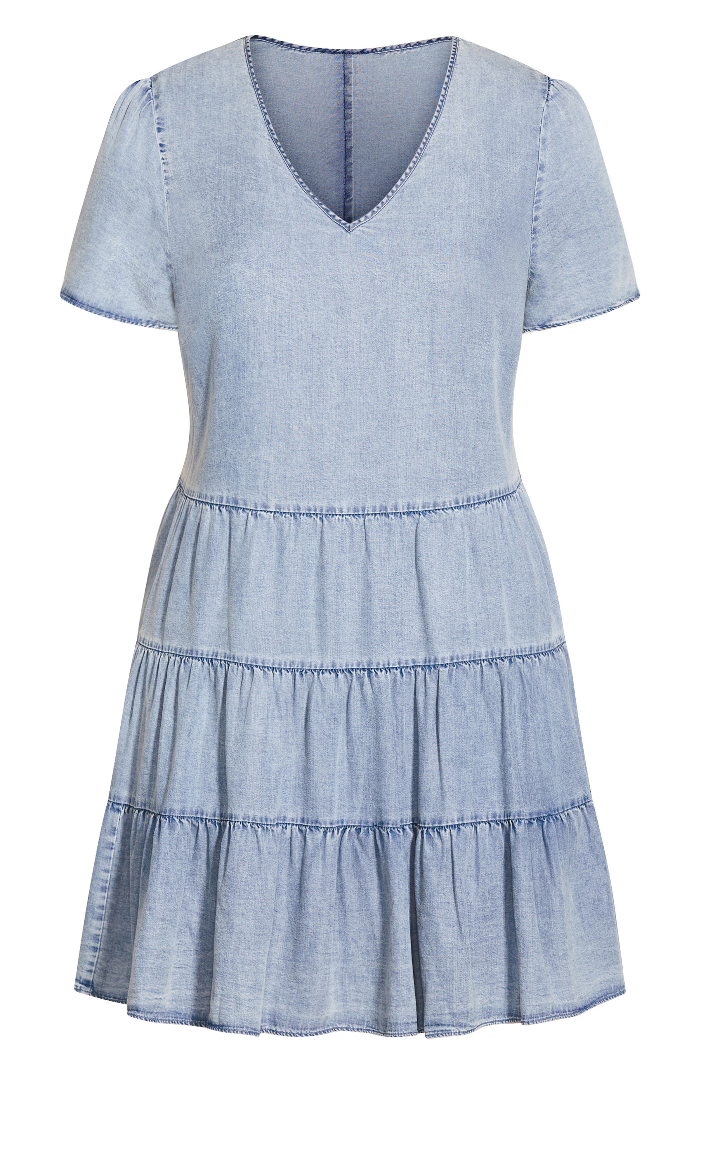 Denim Tier Dress - light wash, BLUE, alternate image number 4