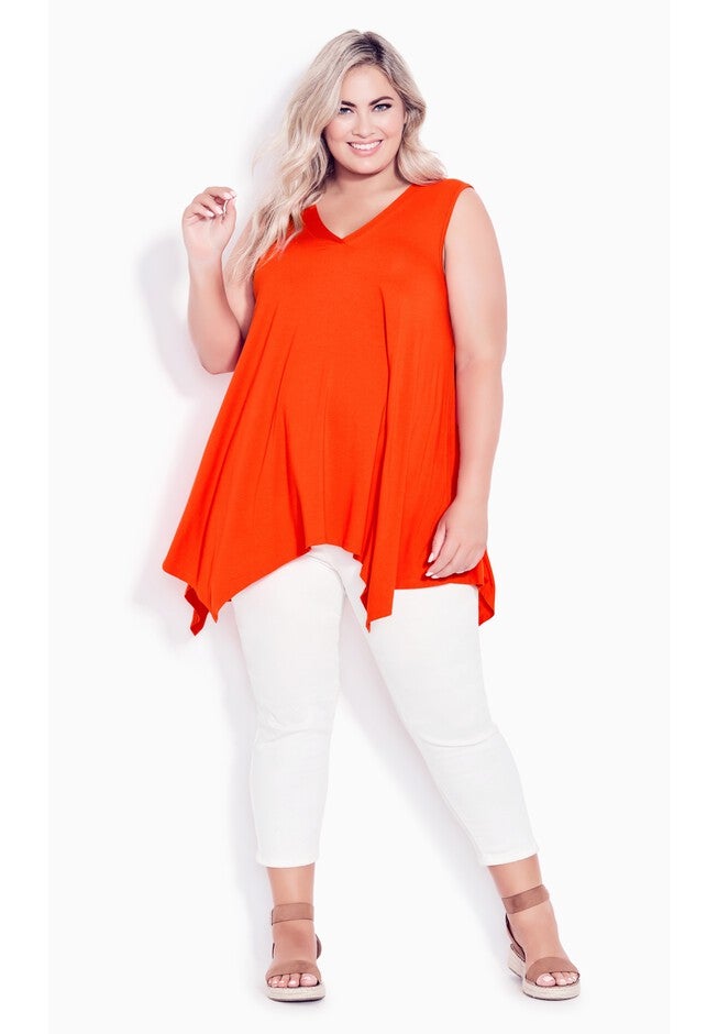 V Neck Swing Tank, ORANGE, hi-res image number 0