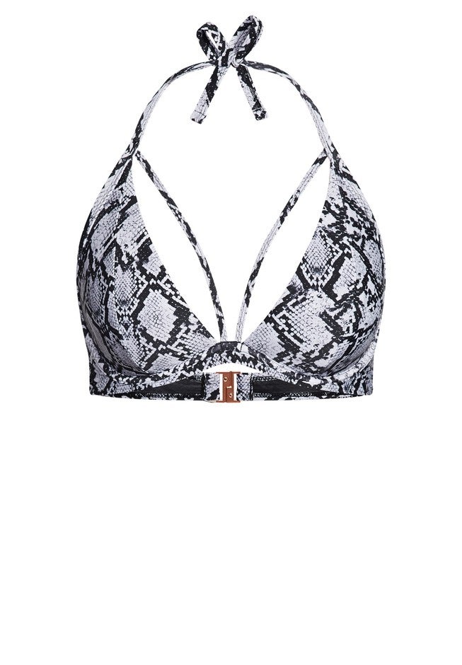 Greta Print Bikini Top - black snake, BLACK, alternate image number null