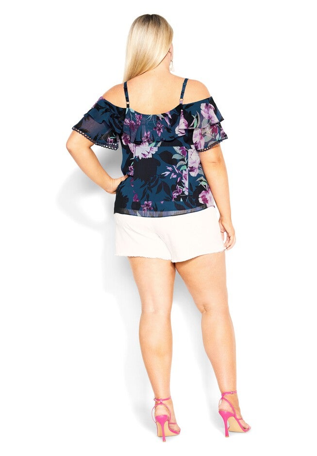 Patricia Print Top - teal floral, GREEN, alternate image number 4