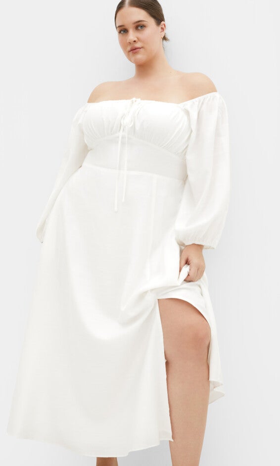 Abbigail Elbow Sleeve Dress - ivory, WHITE, alternate image number null