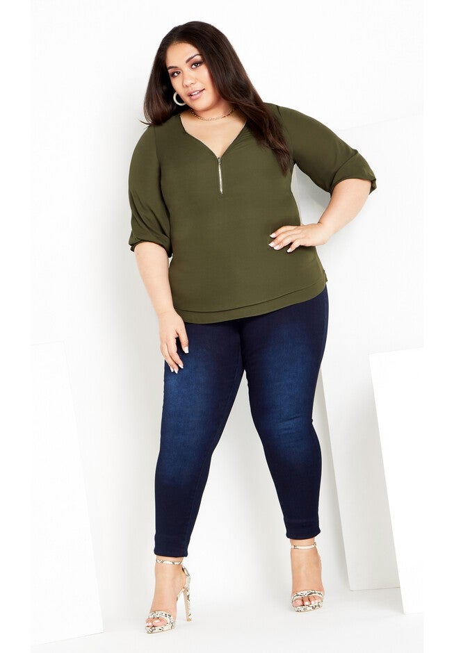 Sexy Fling Elbow Sleeve Top - jungle, GREEN, on-hover image number null