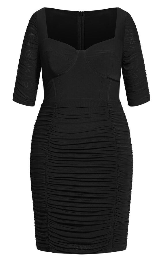 Bustier Elbow Sleeve Dress - black, BLACK, alternate image number 3