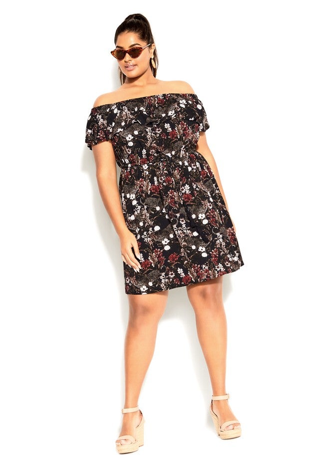 Jungle Tiger Dress - black, BLACK, on-hover image number 1