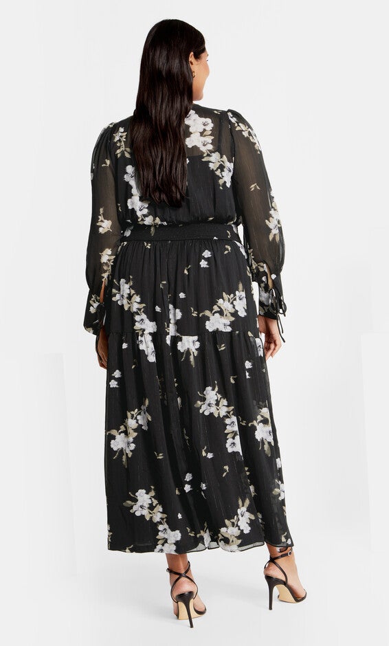 Amira Print Maxi Dress - ivory floral, GRAY, alternate image number null
