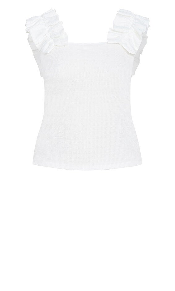 Aria Frill Top - white, WHITE, alternate image number 4