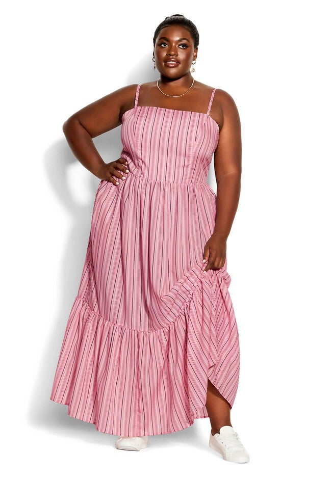 Stripe Swish Maxi Dress - blush, PINK, hi-res image number null