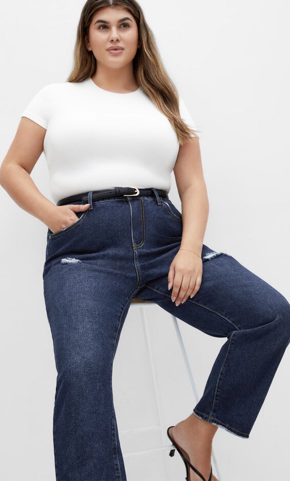 Harley Adelyn Crop Jean - dark denim, BLUE, alternate image number 1