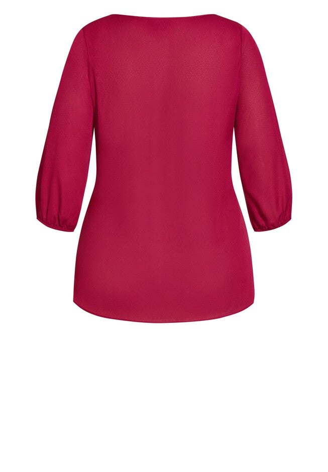 Sexy Fling Elbow Sleeve Top - sangria, RED, alternate image number null
