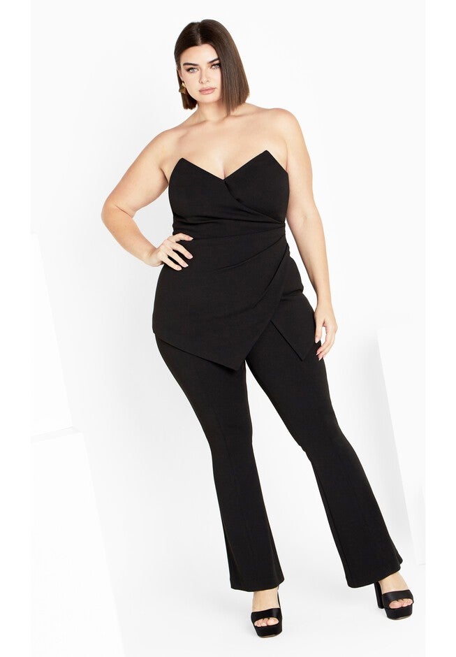 Amaya Fitted Deep V Jumpsuit - black, BLACK, hi-res image number 0