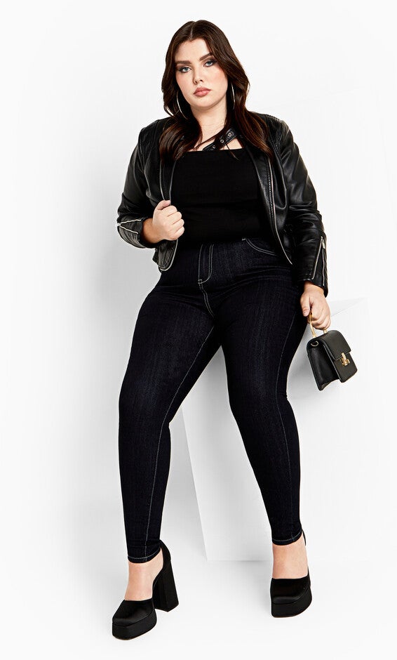 Cropped Biker Jacket - black, BLACK, alternate image number null
