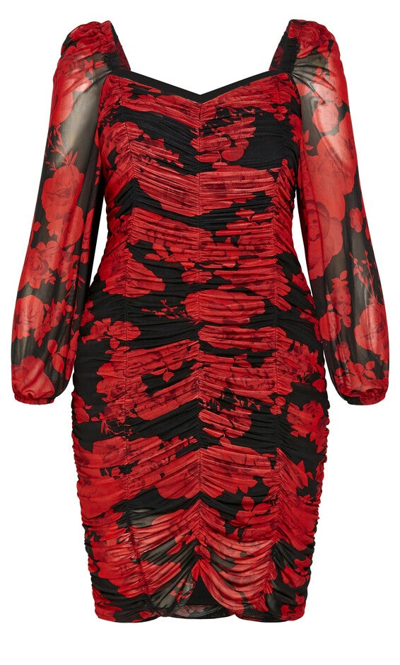 Alia Print Dress - black, ROSE PRINT, alternate image number null