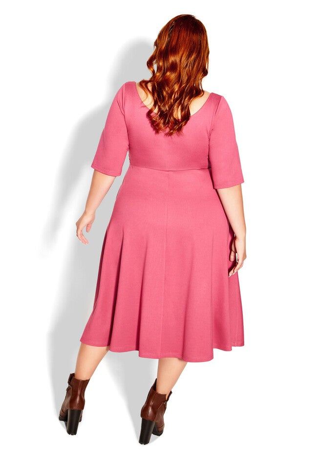 Cute Girl Elbow Sleeve Dress - rosy, PINK, on-hover image number null