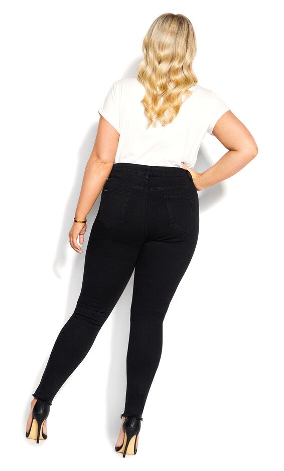 Asha Rip Hem Jean - black, BLACK, alternate image number null