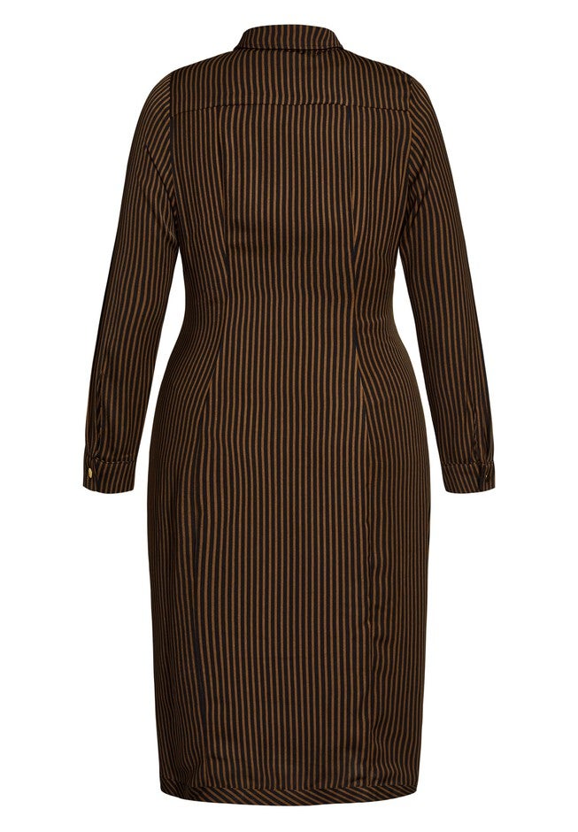 Twisted Stripe Dress - copper, BLACK, alternate image number null