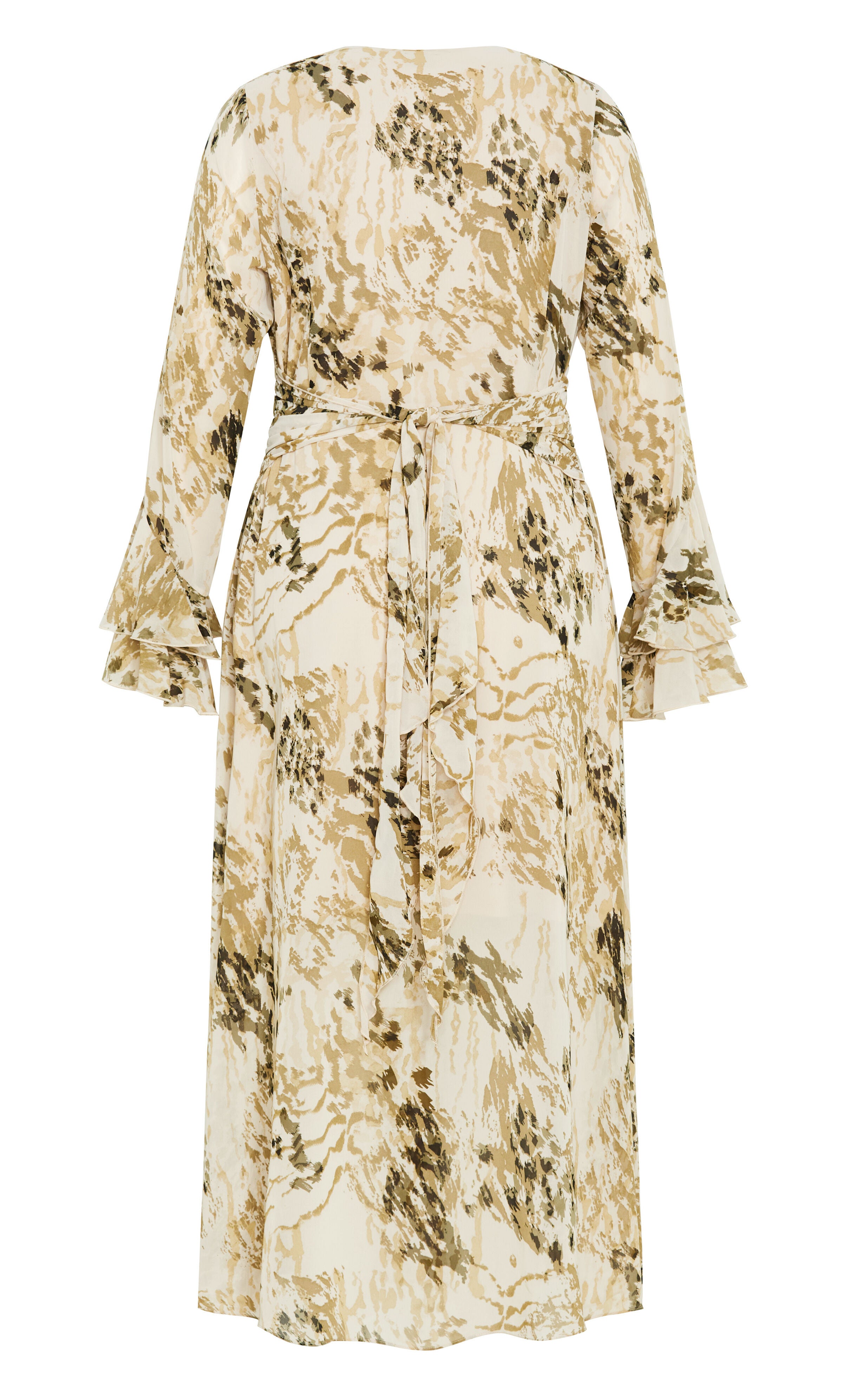 Plunge Frill Print Maxi Dress - natural, BEIGE, alternate image number 5