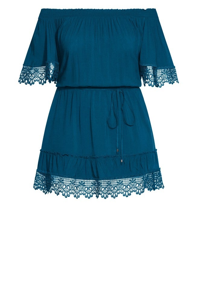 Crochet Detail Dress - poseidon, BLUE, alternate image number null