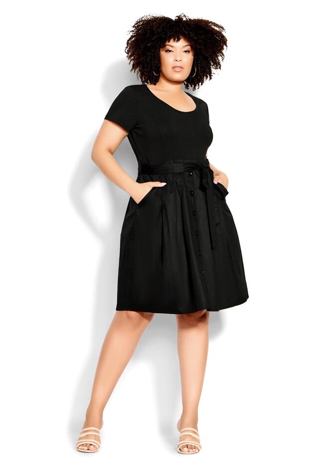 Uptown Short Sleeve Dress - black, BLACK, on-hover image number null