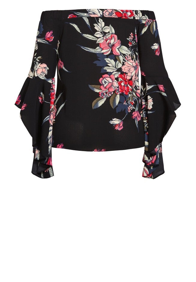 Misty Floral Top - black floral, BLACK, alternate image number null