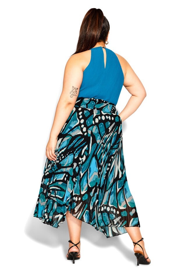 Sabrina Print Skirt - teal, GREEN, alternate image number 3