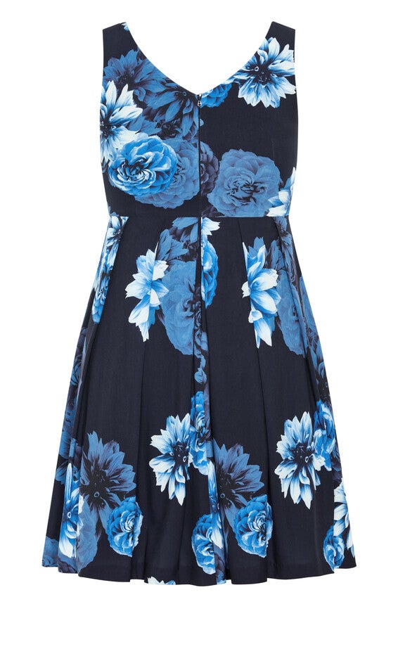 Hydrangea Print Dress - navy, BLUE, alternate image number null