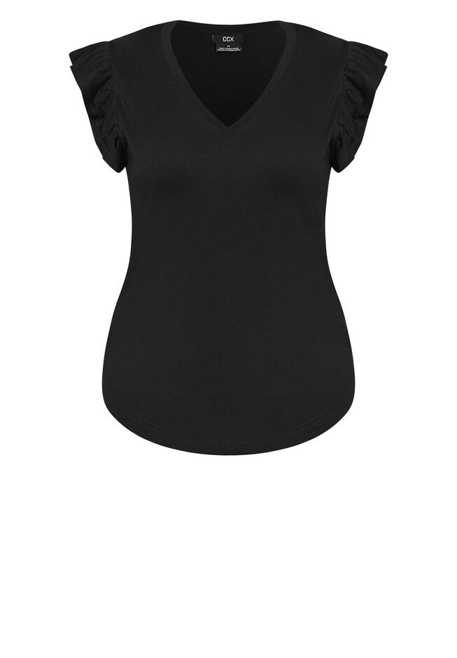 Leisure Frill Top - black, BLACK, alternate image number null
