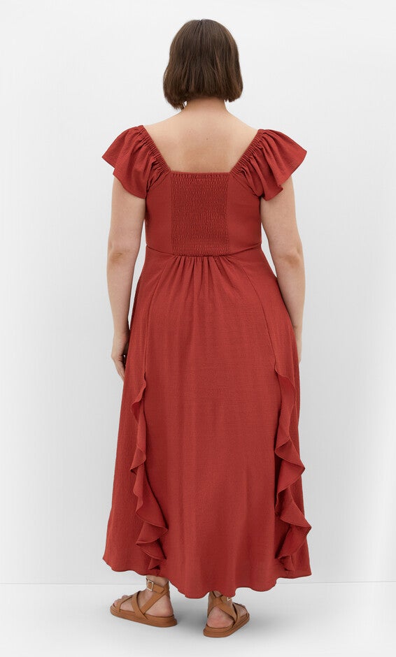 Fee Frill Maxi Dress - sienna, ORANGE, alternate image number null