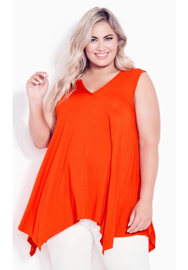 V Neck Swing Tank, ORANGE, alternate image number 3