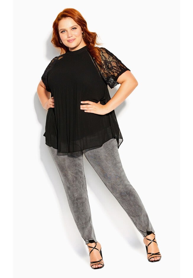 Lace Cherish Top - black, BLACK, alternate image number 2