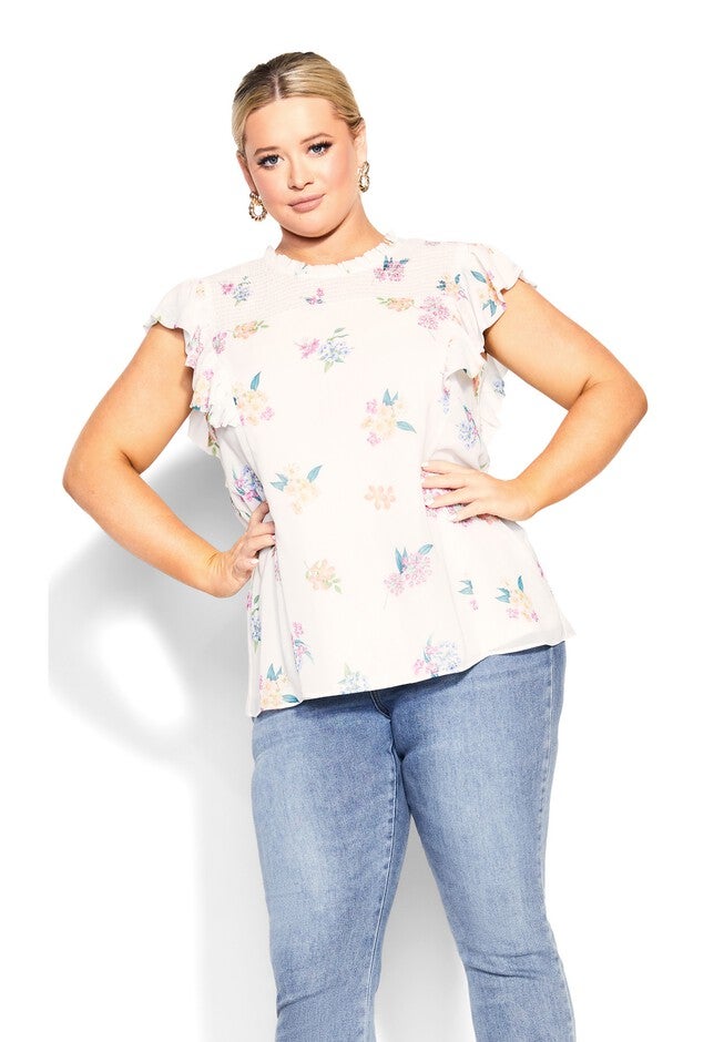 Bella Print Top - ivory, WHITE, alternate image number null