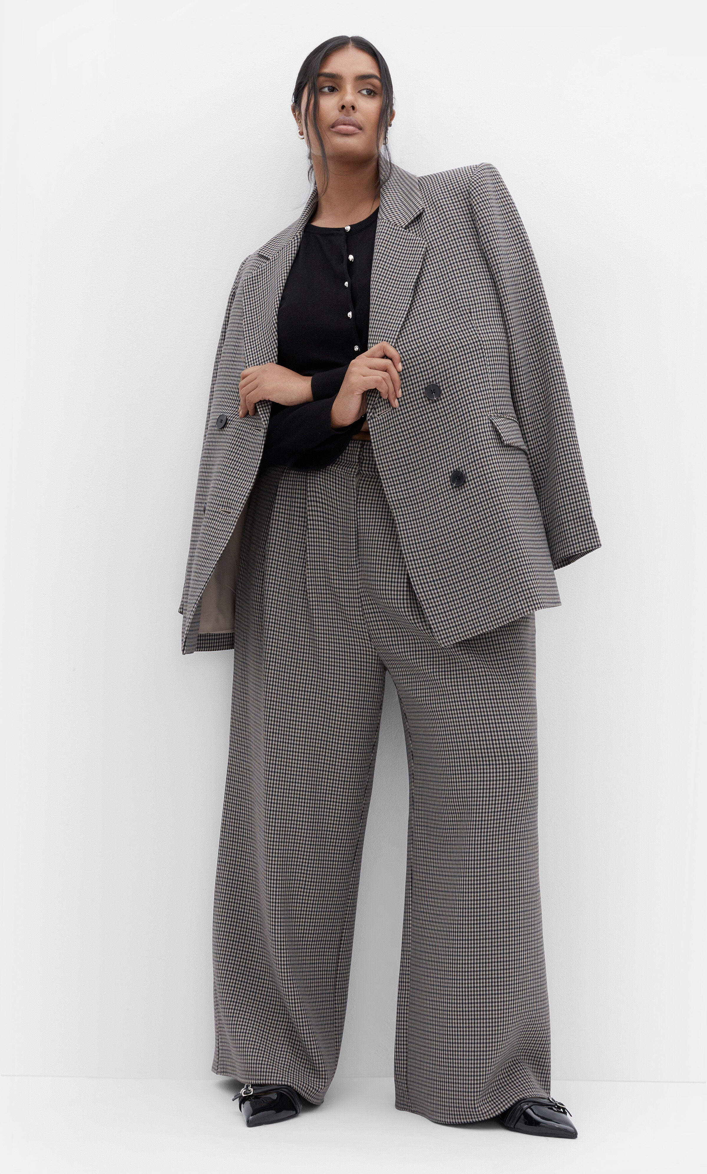 Tiana Plaid Pant - ecru print, GRAY, hi-res image number 0