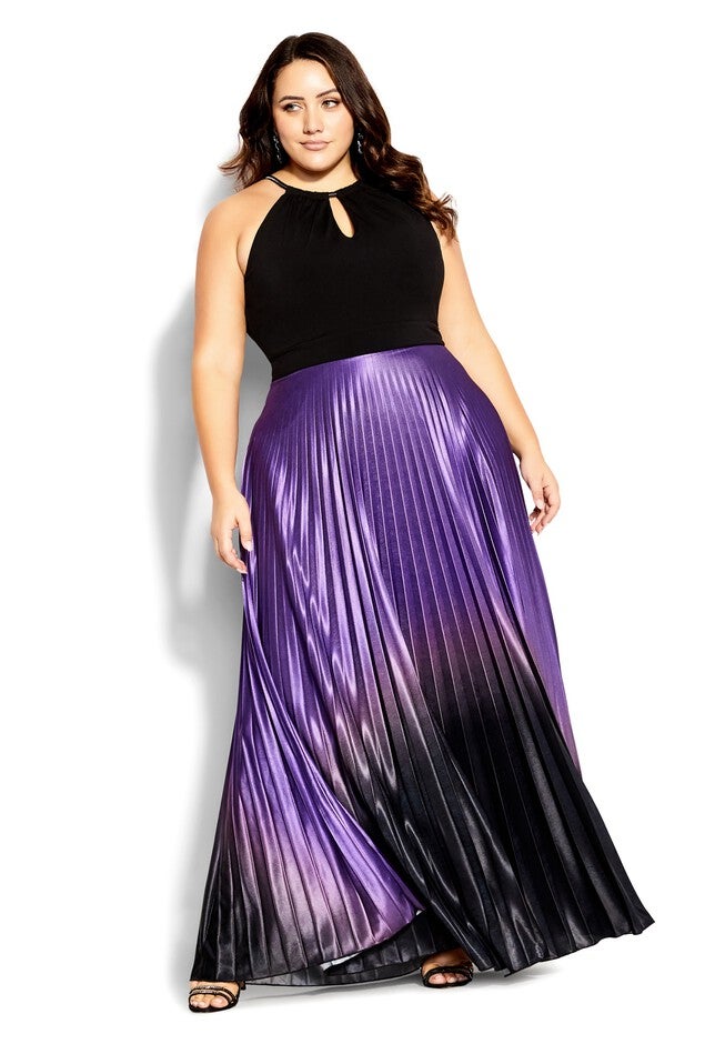 Pleated Ombre Maxi Dress - petunia, PURPLE, on-hover image number null