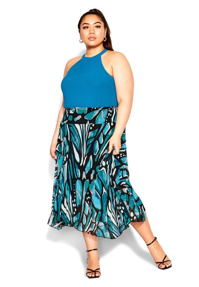 Sabrina Print Skirt - teal, GREEN, alternate image number 6