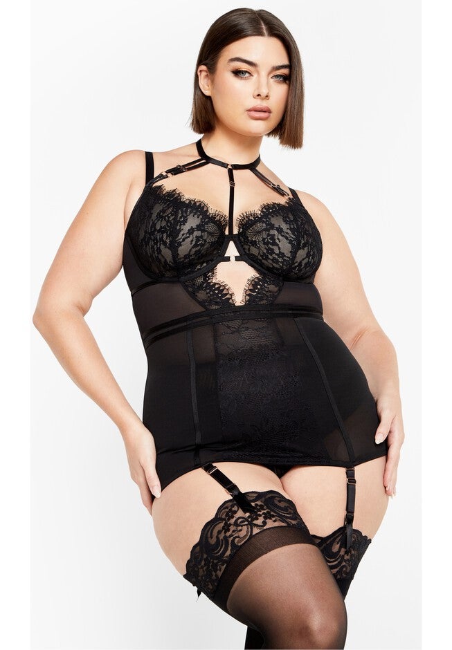 Arabella Underwire Chemise - black, BLACK, on-hover image number null