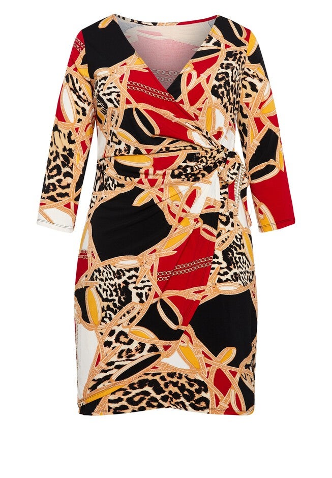 Deanna Wrap Print Dress, CHAIN REACTION, alternate image number null
