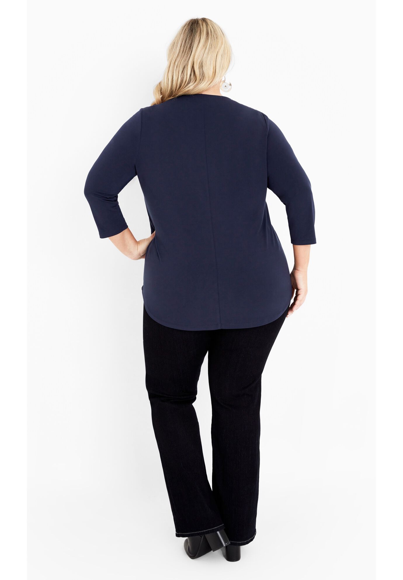 Top Fiona Zip Print, NAVY, alternate image number 2