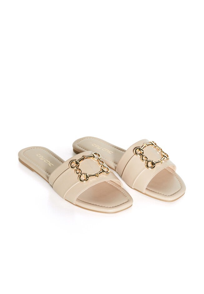 Bejewel Gold Chain Slide - nude, BEIGE, alternate image number 4