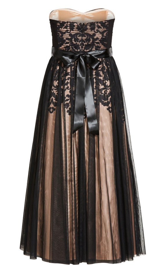 Embroidered Tulle Maxi Dress - black, BLACK, alternate image number null