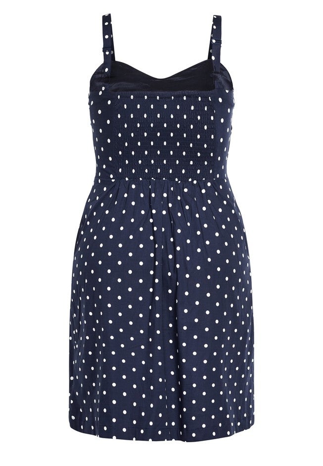 Tie Spot Dress - navy, BLUE, alternate image number null