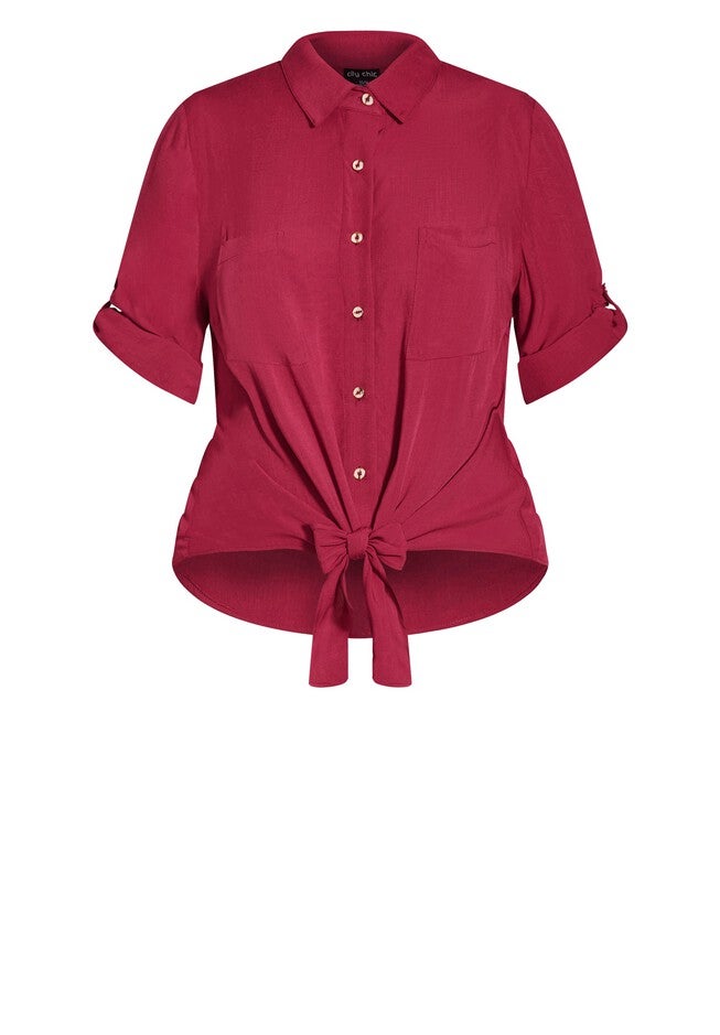 Tropical Tie Top - rhubarb, RED, alternate image number null