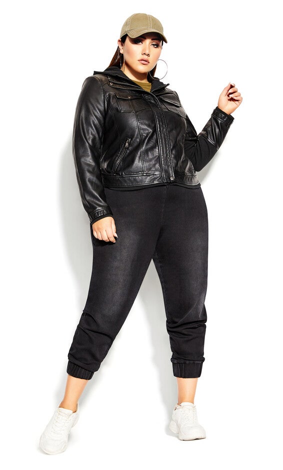 Layered Hoodie Jacket - black, BLACK, alternate image number null