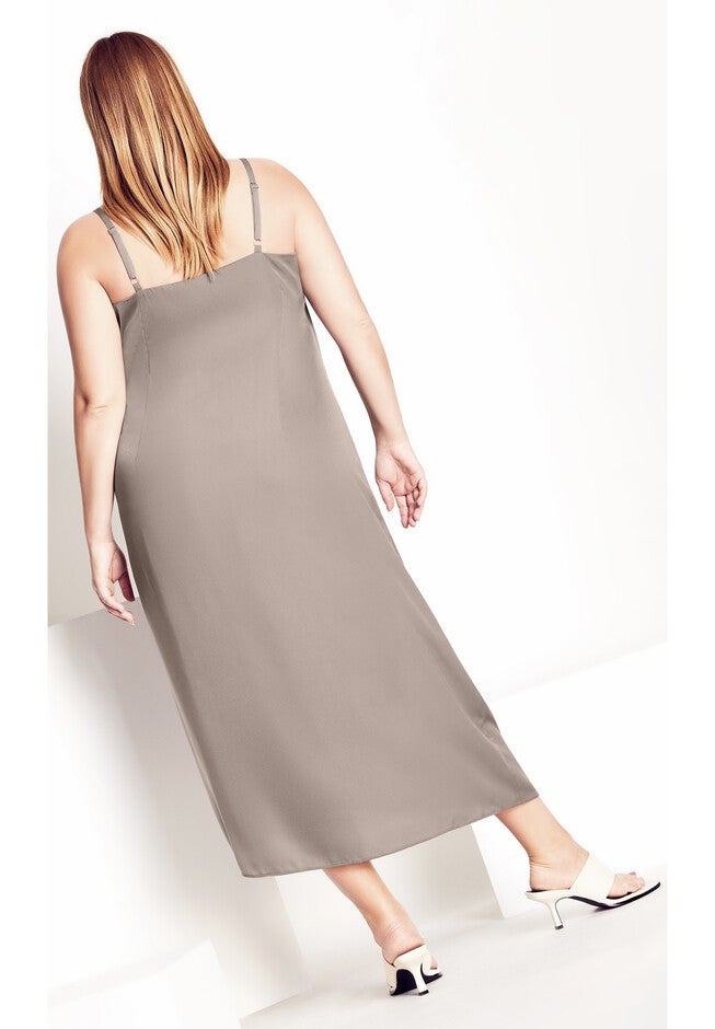 Gathered Up Dress - pebble, BEIGE, on-hover image number 1