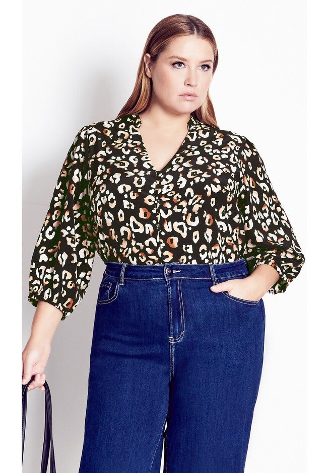 Safari Print Tunic - black, BLACK, hi-res image number 0