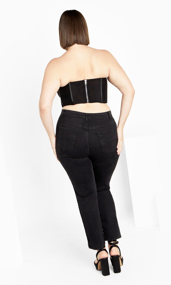 Amaya Deep V Neck Corset - black, BLACK, alternate image number null